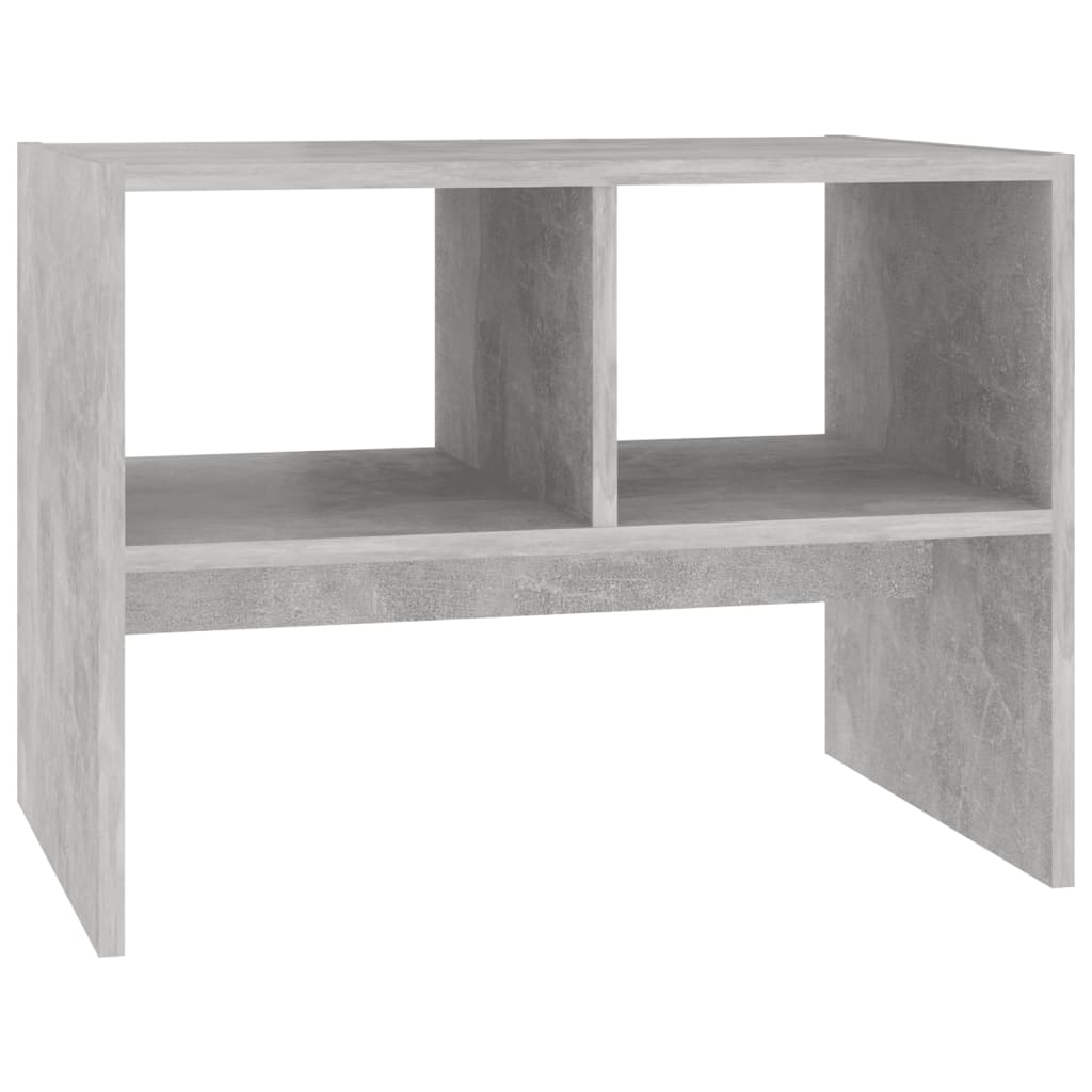 Concrete Grey Side Table - Modern Industrial End Table with Open Storage Shelves