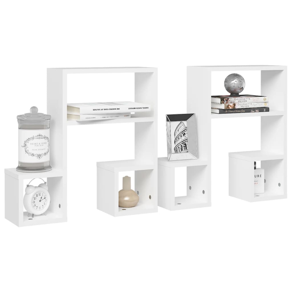 Music Note Wall Shelves (Set of 2) - Creative White Floating Shelves for Music Room Decor