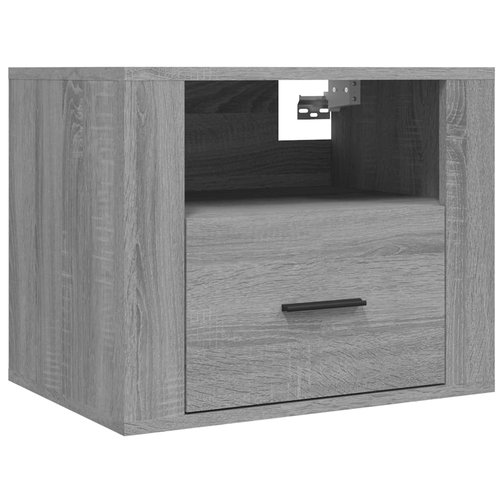 Dark Grey Floating Nightstand with Drawer - Wall Mounted Bedside Table for Modern Bedroom