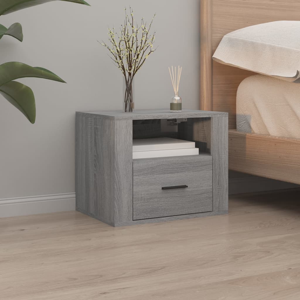 Dark Grey Floating Nightstand with Drawer - Wall Mounted Bedside Table for Modern Bedroom
