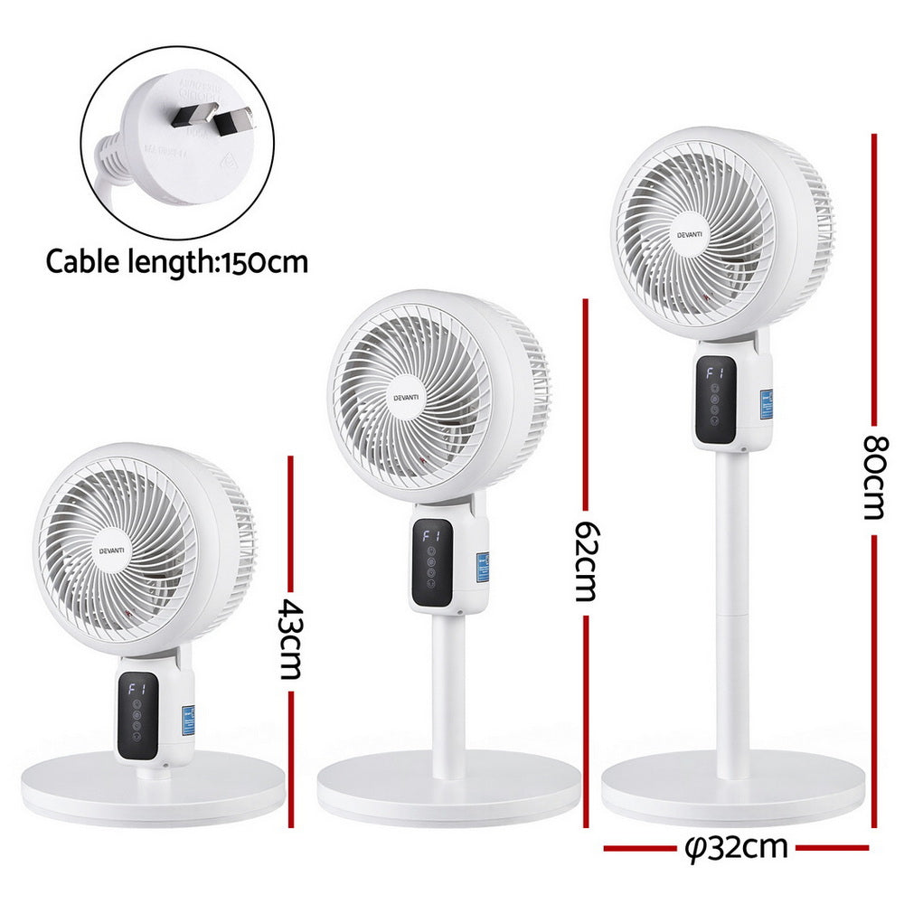 Devanti Pedestal Fan W/ Remote 3 Speed 12H Timer Height Adjustable Cooling Fan-1